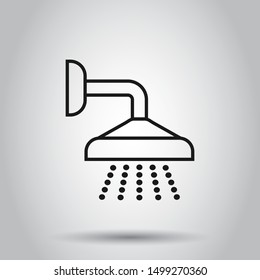 Shower sign icon in flat style. Bathroom water device vector illustration on isolated background. Wash business concept.