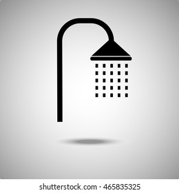 Shower sign icon. Flat style.Grey background. Vector illustration.