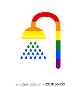 Duschzeichen. LGBT-Rechte aus Rainbow-Homosexuellen, farbiges Symbol auf weißem Hintergrund. Illustration.