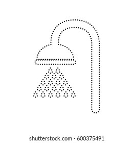 Shower sign. Vector. Black dotted icon on white background. Isolated.