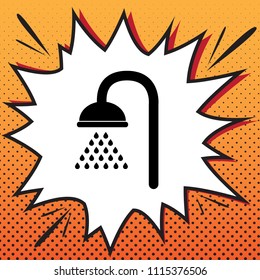 Shower sign. Vector. Comics style icon on pop-art background.