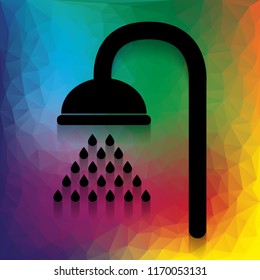 Shower sign. Vector. Flat style black icon on white.