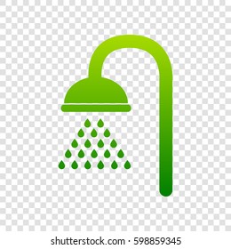 Shower sign. Vector. Green gradient icon on transparent background.