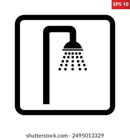 Shower sign. Vector illustration of shower with water drops icon. Bathroom symbol. indicator used in public place.