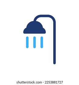 Shower Silhouette Icon. Bath Sign Color Pictogram. Water Shower Symbol of Bathroom Icon. Isolated Vector Illustration.