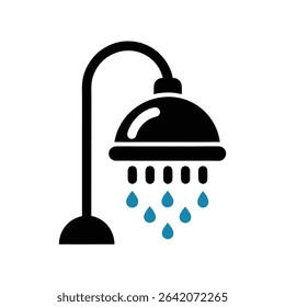 **Shower Silhouette Icon on White Background – Bathroom and Hygiene Symbol for Cleaning and Water Usage Themes**
