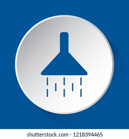 shower - simple blue icon on white button with shadow in front of blue square background