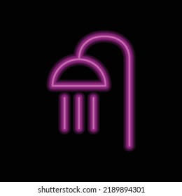 Shower simple icon vector. Flat design. Purple neon on black background.ai