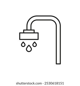 Shower Simple Line Sign Drawn with Black Thin Line