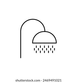 Signo de contorno simple de ducha. Adecuado para libros, tiendas, tiendas. Trazo editable en estilo de contorno minimalista. Símbolo de diseño 