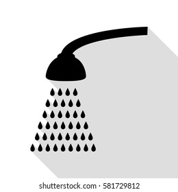 Shower simple sign. Black icon with flat style shadow path.