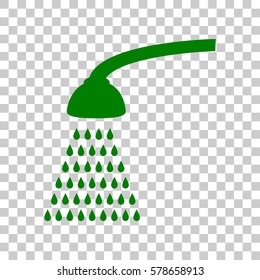 Shower simple sign. Dark green icon on transparent background.