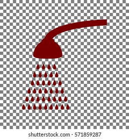 Shower simple sign. Maroon icon on transparent background.