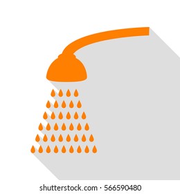 Shower simple sign. Orange icon with flat style shadow path.