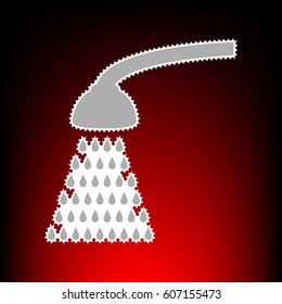 Shower simple sign. Postage stam or old photo style on red-black gradient background.