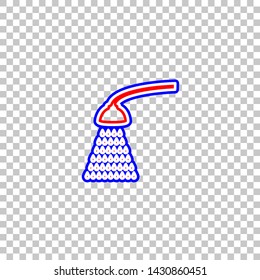 Shower simple sign. Red, white and contour icon at transparent background. Illustration.