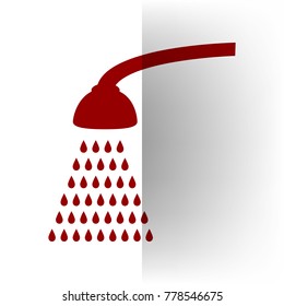 Shower simple sign. Vector. Bordo icon on white bending paper background.