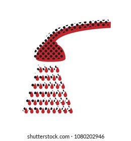 Shower simple sign. Vector. Brown icon with shifted black circle pattern as duplicate at white background. Isolated.