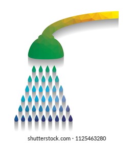 Shower simple sign. Vector. Colorful icon with bright texture of mosaic with soft shadow on white background. Isolated.