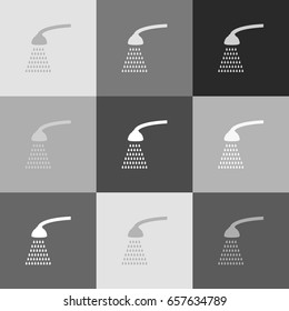 Shower simple sign. Vector. Grayscale version of Popart-style icon.