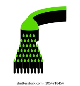 Shower simple sign. Vector. Green 3d icon with black side on white background. Isolated.