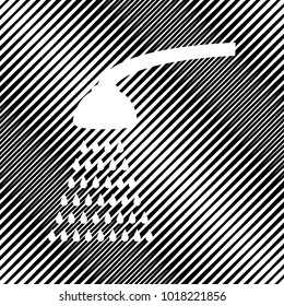 Shower simple sign. Vector. Icon. Hole in moire background.