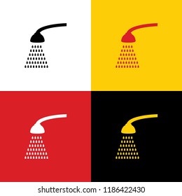 Shower simple sign. Vector. Icons of german flag on corresponding colors as background.
