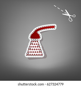 Shower simple sign. Vector. Red icon with for applique from paper with shadow on gray background with scissors.