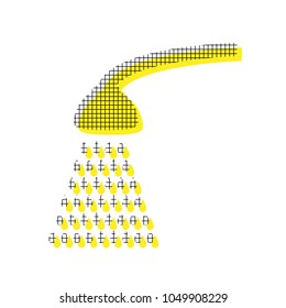 Shower simple sign. Vector. Yellow icon with square pattern duplicate at white background. Isolated.