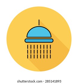 Shower. Single flat color icon on the circle. Vector illustration.