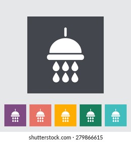Shower. Single flat icon on the button. Vector illustration.