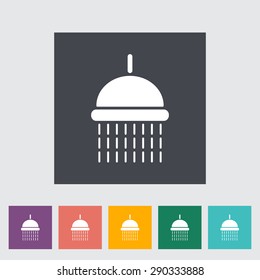 Shower. Single flat icon on the button. Vector illustration.