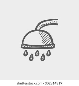 Icono de sketch de ducha para web y móvil. Icono de gris oscuro vector dibujado a mano sobre fondo gris claro.