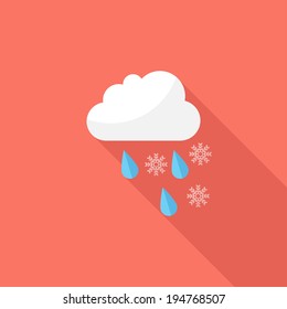 Shower sleet icon. Flat design style modern vector illustration. Isolated on stylish color background. Flat long shadow icon. Elements in flat design.