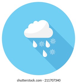 Shower sleet icon. Flat design style modern vector illustration. Isolated on stylish color background. Flat long shadow icon. Elements in flat design.