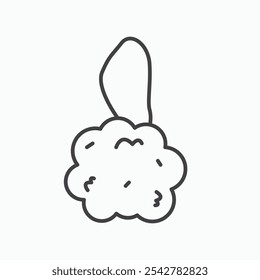 Icono de bola de esponja de ducha en blanco y negro contorneado