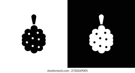 Icono de bola de esponja de ducha. Icono de diseño plano simple en blanco y negro