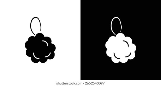 Shower sponge ball icon in flat version on black and white background