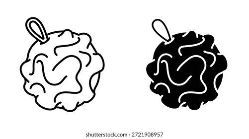 Icono de bola de esponja de ducha. Línea con trazo editable y plano para el Web