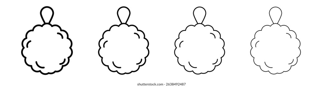 Shower sponge ball icon Outline sign symbol set