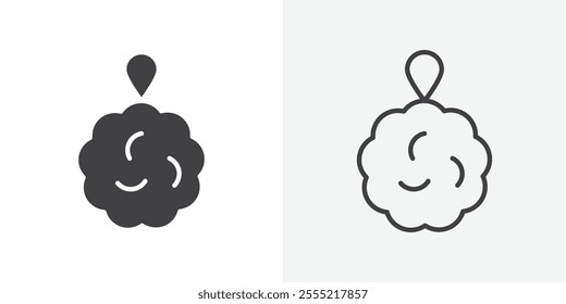Shower sponge ball icon. outlined vector style.