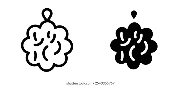 Duschschwamm Ball Symbol-Sammlung auf weißem Hintergrund.