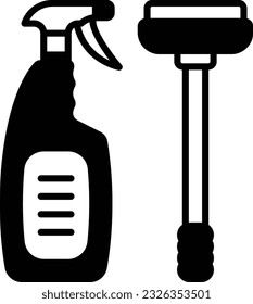 Shower Spray with Mini Wiper concept, All Purpose Liquid with Scrapper vector icon design, Housekeeping symbol, Office caretaker sign, porter or cleanser equipment stock illustration