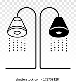 Shower sprinkler spray with water coming downs flat icon for apps and websites