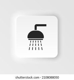 Shower sprinkler spray with water coming down diagonally flat neumorphic style neumorphic style vector icon icon for apps and websites. Bath, bathroom shower, cloakroom shower, shower head icon