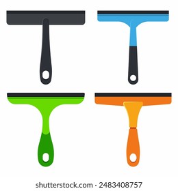 Escobilla de ducha para puertas de vidrio Conjunto de dibujos animados de Vector aislado sobre un fondo blanco.