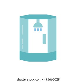 shower stall icon, flat design. shower cabin, isolated vector illustration.