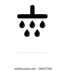 Shower symbol. May be used for shower, car wash, laundry, hotel services. Water drops element. Flat design. Vector Illustration.