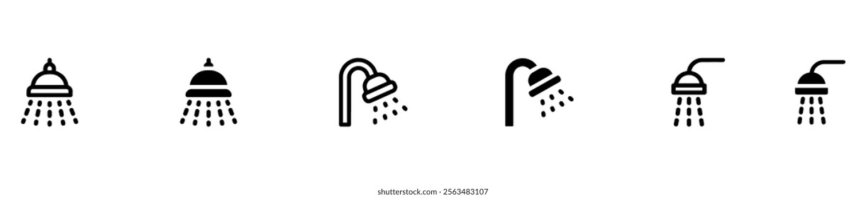 Shower symbols. Shower icon collection. Shower vector icons. Vector Illustration. EPS 10