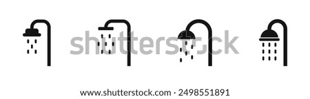 Shower symbols. Shower icon collection. Shower vector icons.